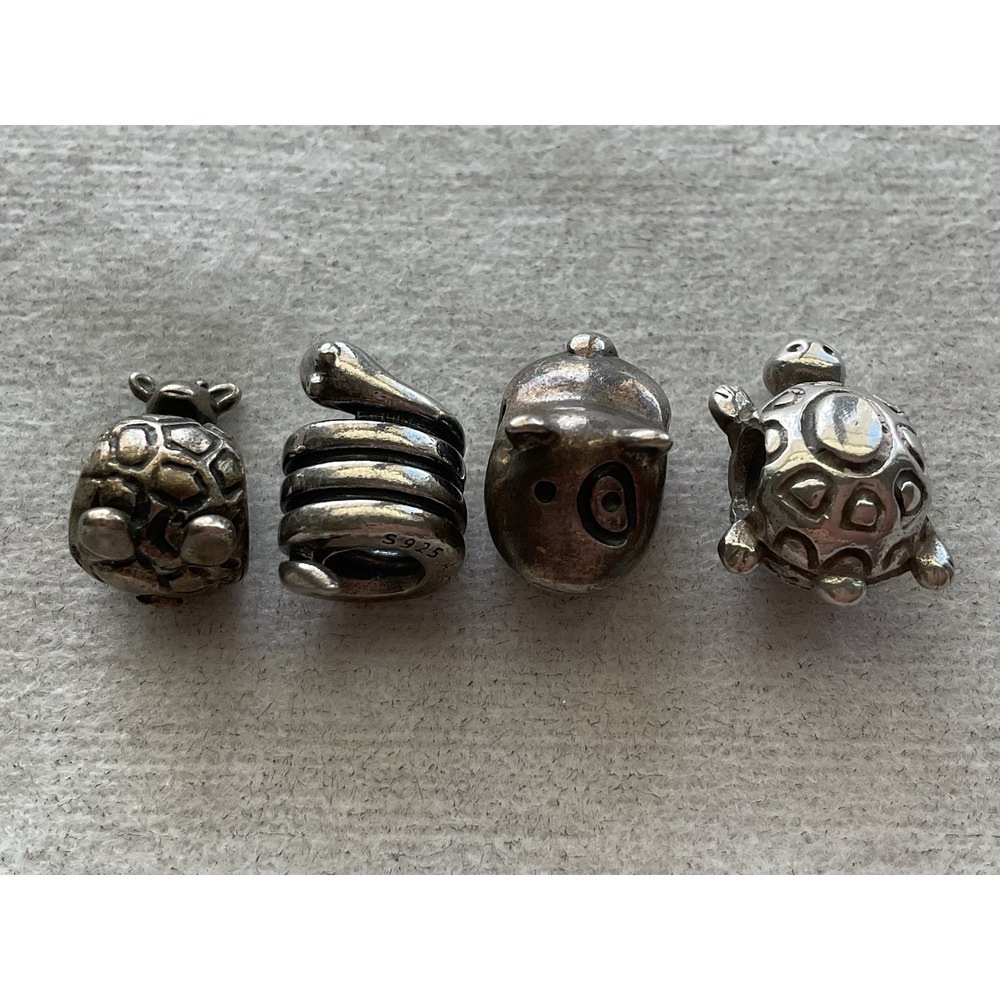 Pandora Lot Of 4 ALE 925 Sterling Silver Charm Snake Giraffe Turtle Dog - Picture 9 of 10
